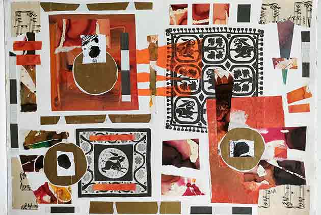 Brown Rabbit Collage by Sally Colman